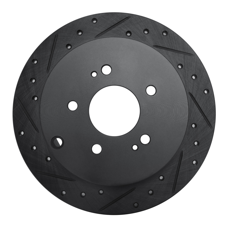 Mitsubishi Grandis Brake Rotor (1) - Rear Left - R1 Concepts - Drilled & Slotted - Black - `04-`11